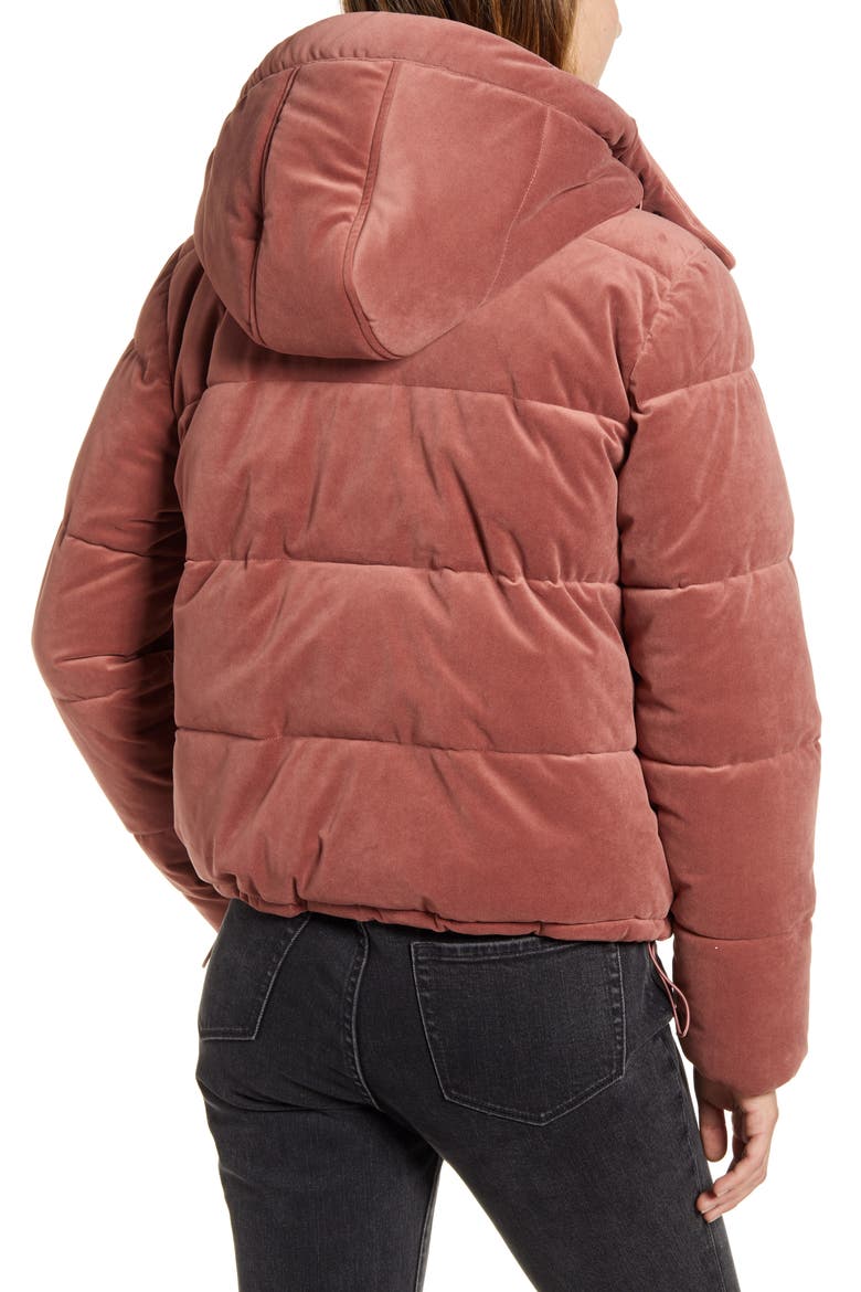 Velvet Puffer Coat, Alternate, color, PINK ASH