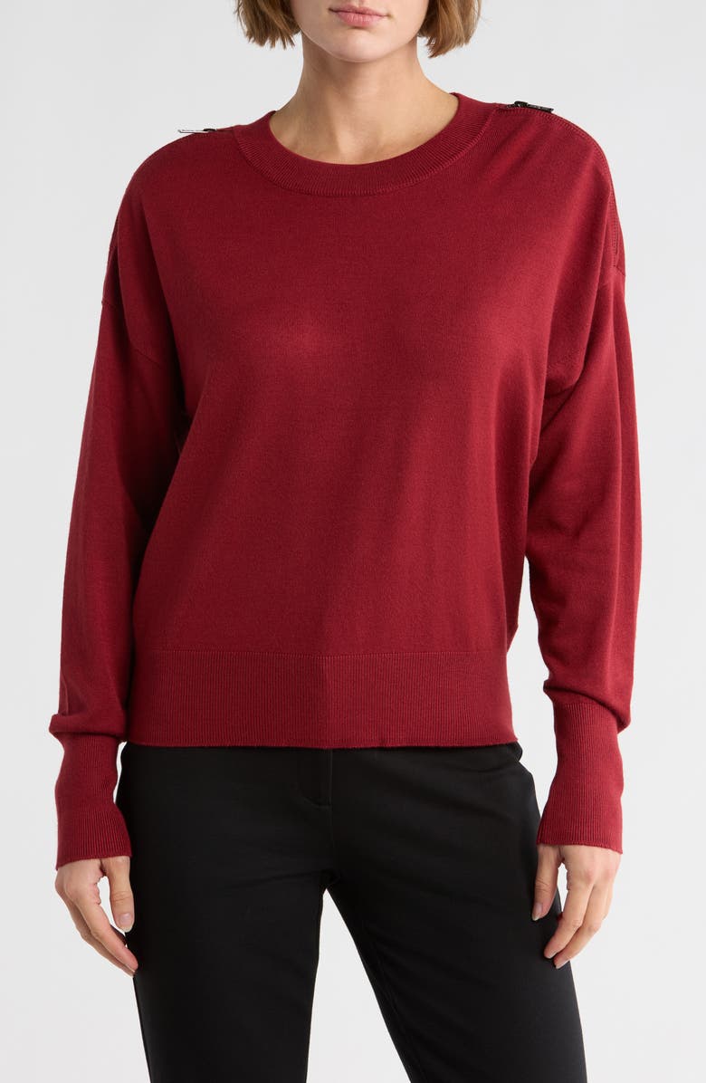 DKNY Zip Trim Sweater, Main, color, Merlot