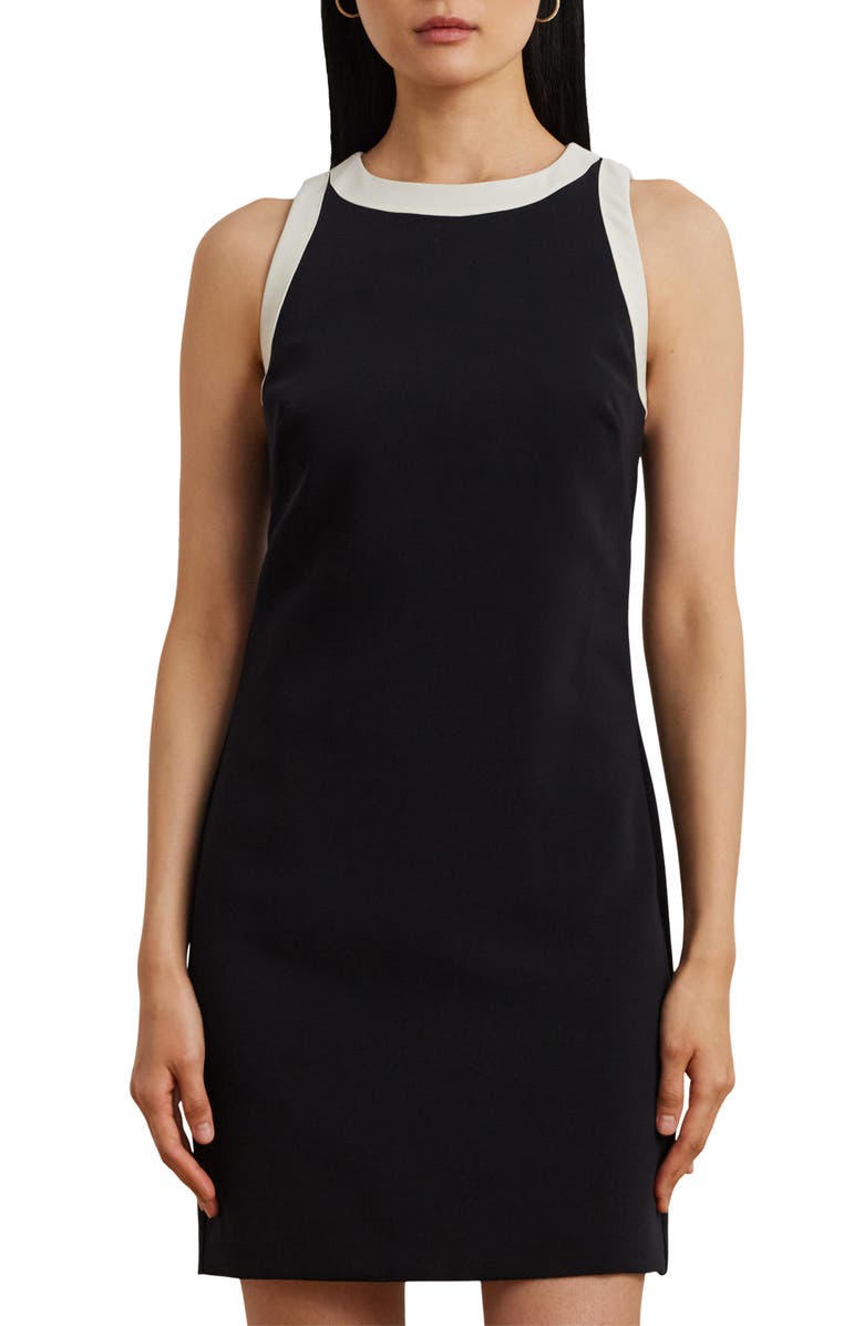Lauren Ralph Lauren Two Tone Sleeveless Crepe Dress, Alternate, color, Black/ Mascarpone Cream