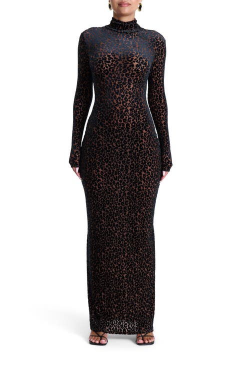 Burnout Long Sleeve Maxi Dress