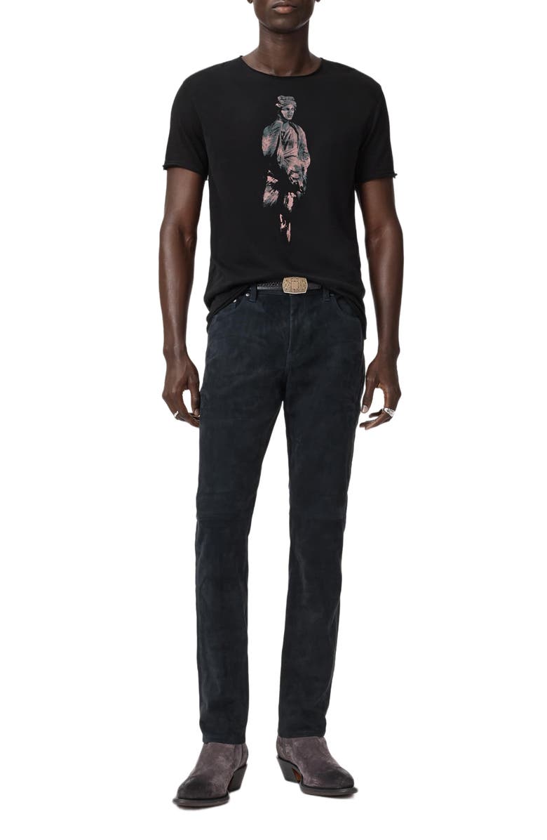 John Varvatos Sculpture Raw Edge Cotton Graphic T-Shirt, Alternate, color, Black