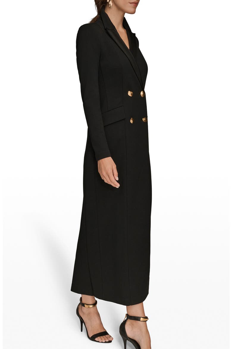 Double Breasted Long Sleeve Crepe Blazer Gown, Alternate, color, BLACK/ BLACK