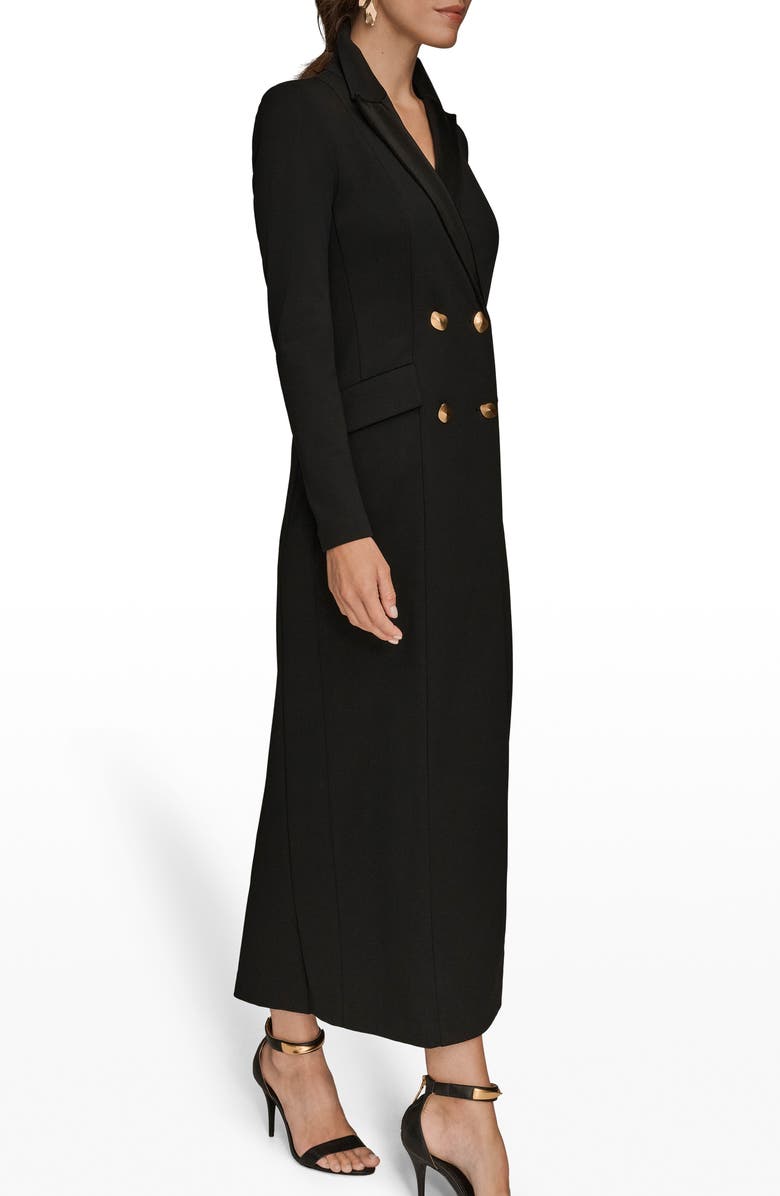 Donna Karan New York Double Breasted Long Sleeve Crepe Blazer Gown, Alternate, color, Black/ Black