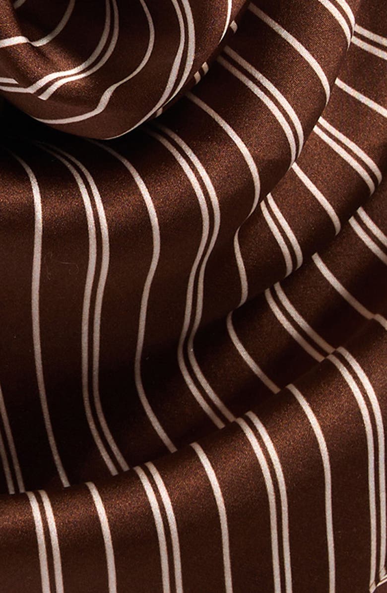 rag & bone Gia Silk Square Scarf, Alternate, color, Brown Stripe