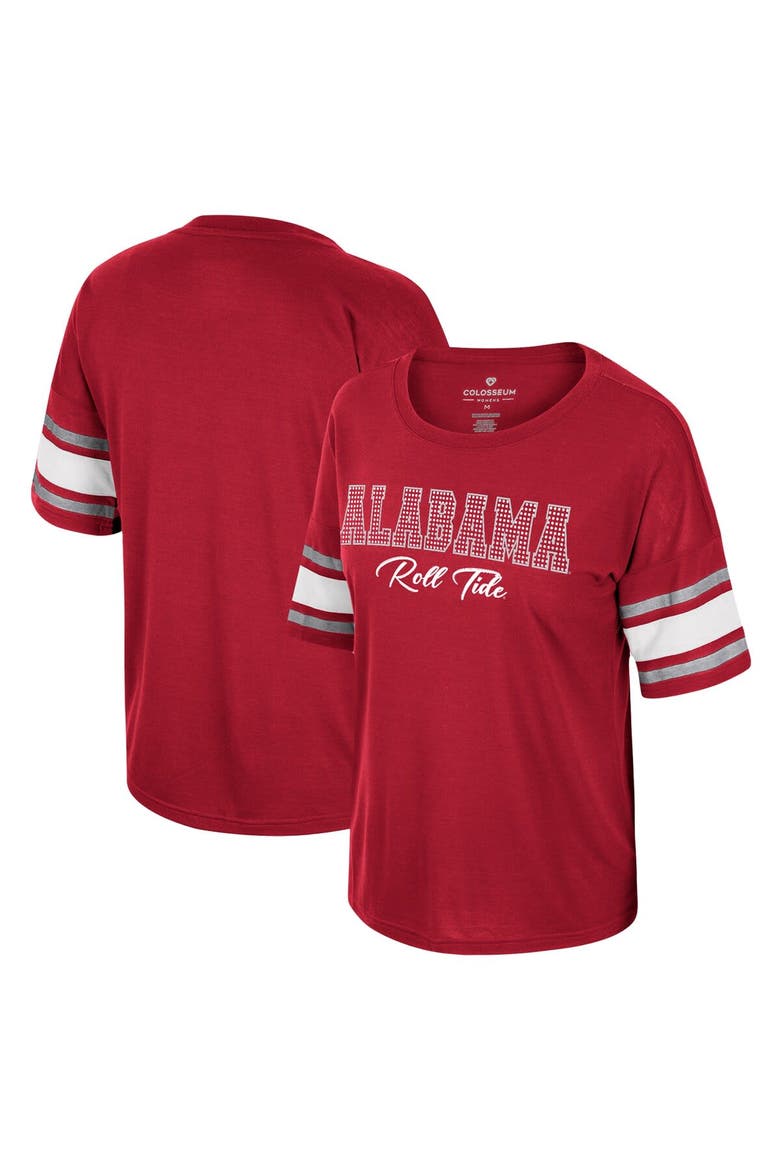 Women's Colosseum Crimson Alabama Crimson Tide I'm Gliding Here Rhinestone T-Shirt, Alternate, color, Crimson
