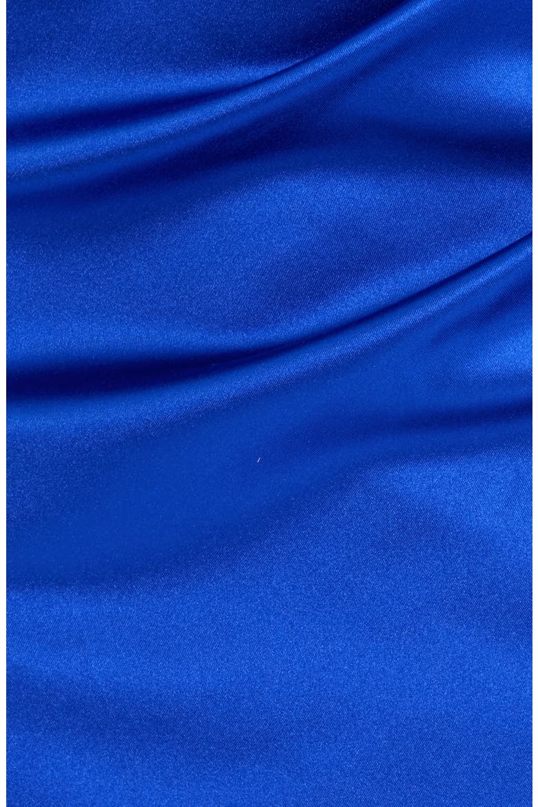 Twist Strapless Satin Minidress, Alternate, color, COBALT
