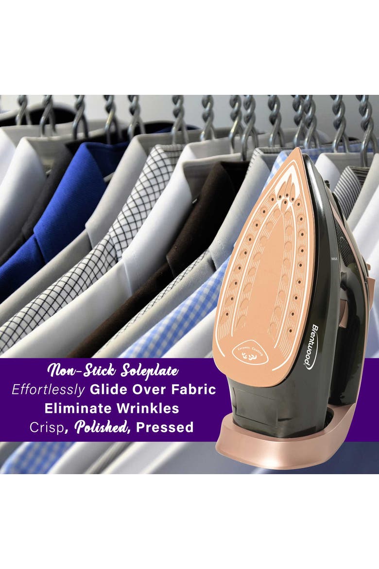 Non-Stick Steam Iron in Rose Gold with Temperature Dial, Alternate, color, Black