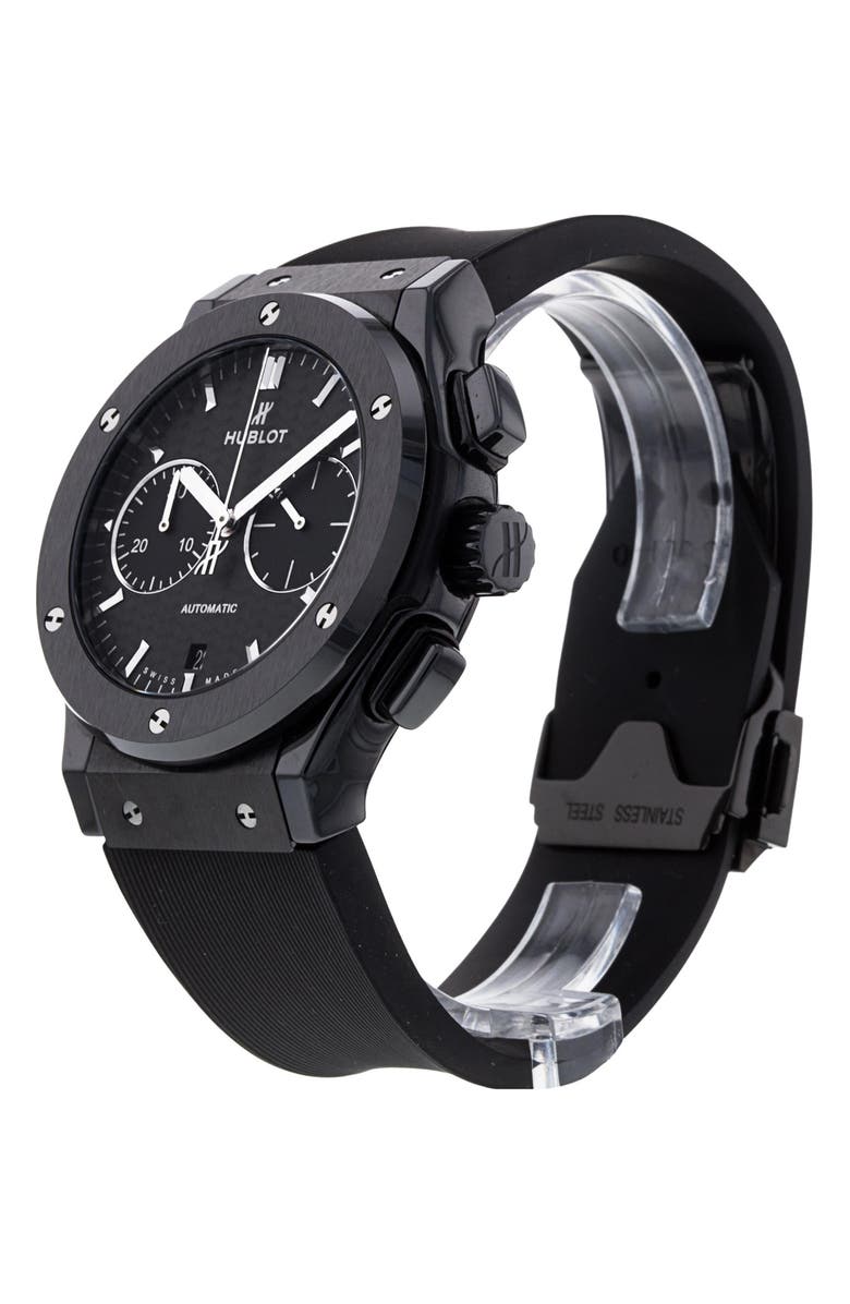 Watchfinder & Co. Hublot Preowned Classic Fusion Chronograph Rubber Strap Watch, 45mm, Alternate, color, 
