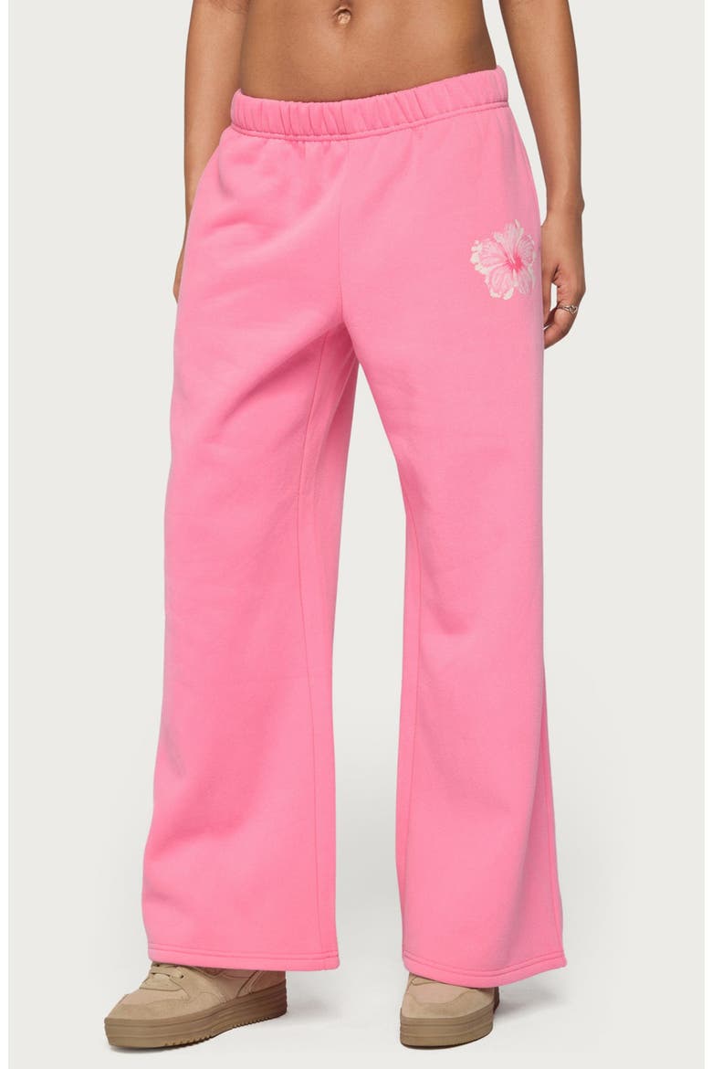 Tropical Bloom Wide Leg Sweatpants, Main, color, HOT-PINK