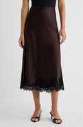 Anne Klein Lace Trim Satin Bias Midi Skirt