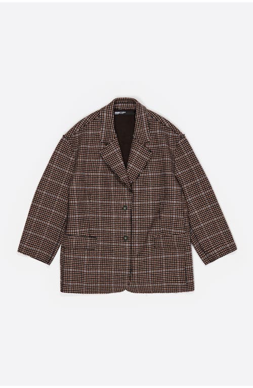 Bimba Y Lola Checked Double-face Raw Finish Coat In Brown