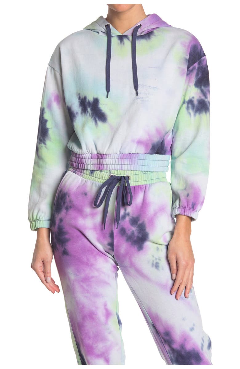 Ookie & Lala Cropped Tie Dye Hoodie, Main, color, 