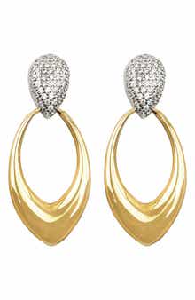 Panacea Two-Tone Pavé Crystal Marquise Drop Earrings