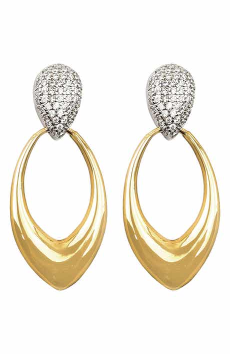 Panacea Two-Tone Pavé Crystal Marquise Drop Earrings