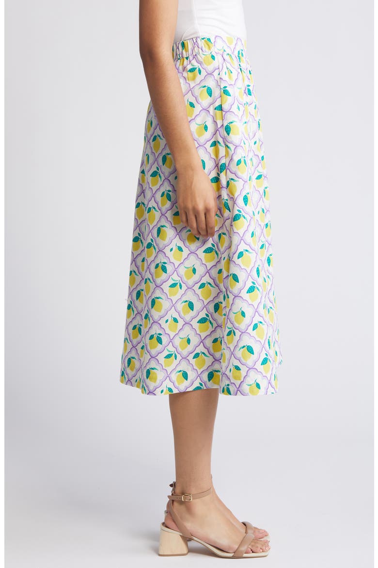 Hattie Cotton Poplin Midi Skirt, Alternate, color, LAVENDER LEMON GROVE
