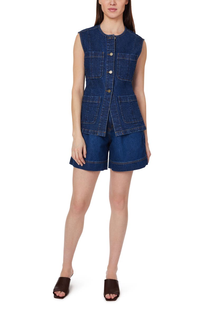 Habitual Collarless Denim Vest, Alternate, color, Deep River