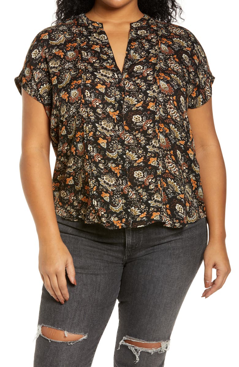 Treasure & Bond Print V-Neck Top, Main, color,