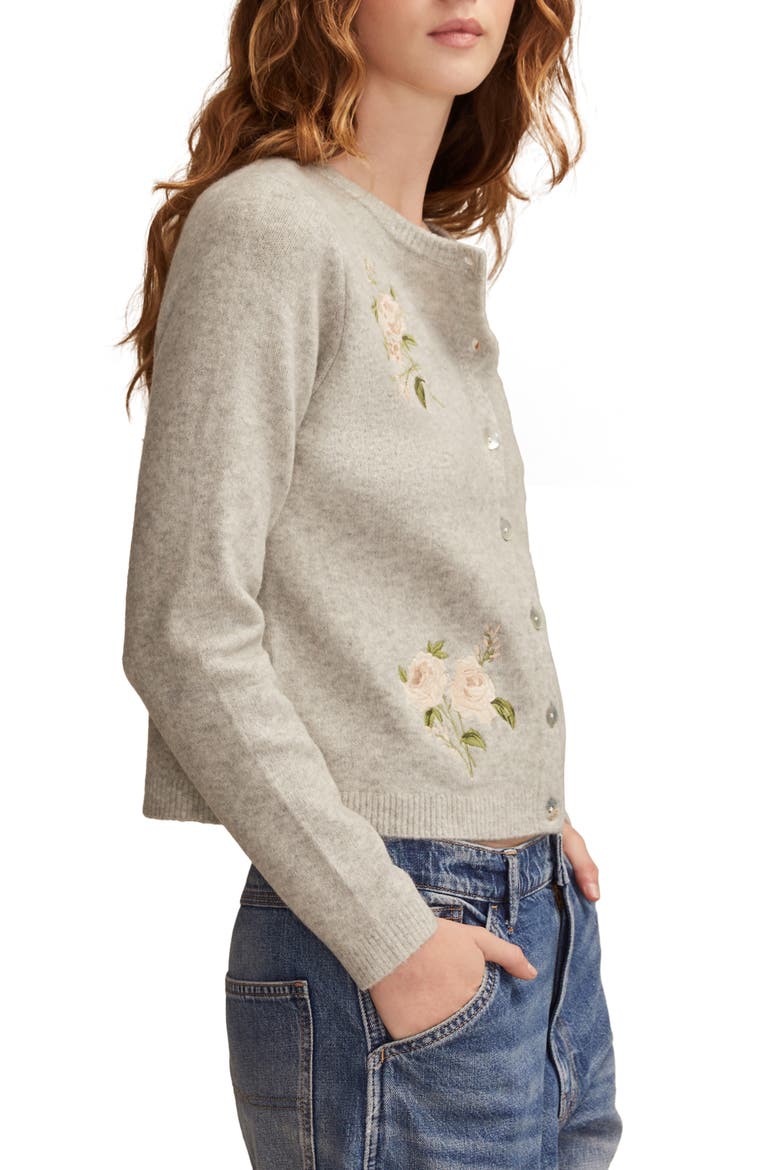 Cloud Soft Embroidered Cardigan, Alternate, color, LIGHT HEATHER GREY