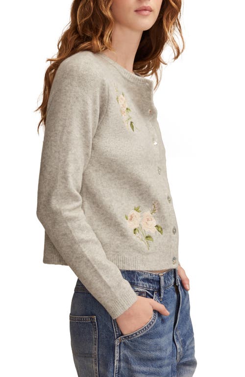 Lucky Brand Cloud Soft Embroidered Cardigan In Gray