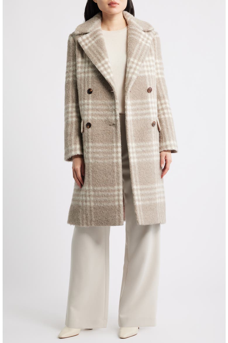 Bailey Plaid Alpaca & Wool Blend Coat, Alternate, color, TAUPE PLAID
