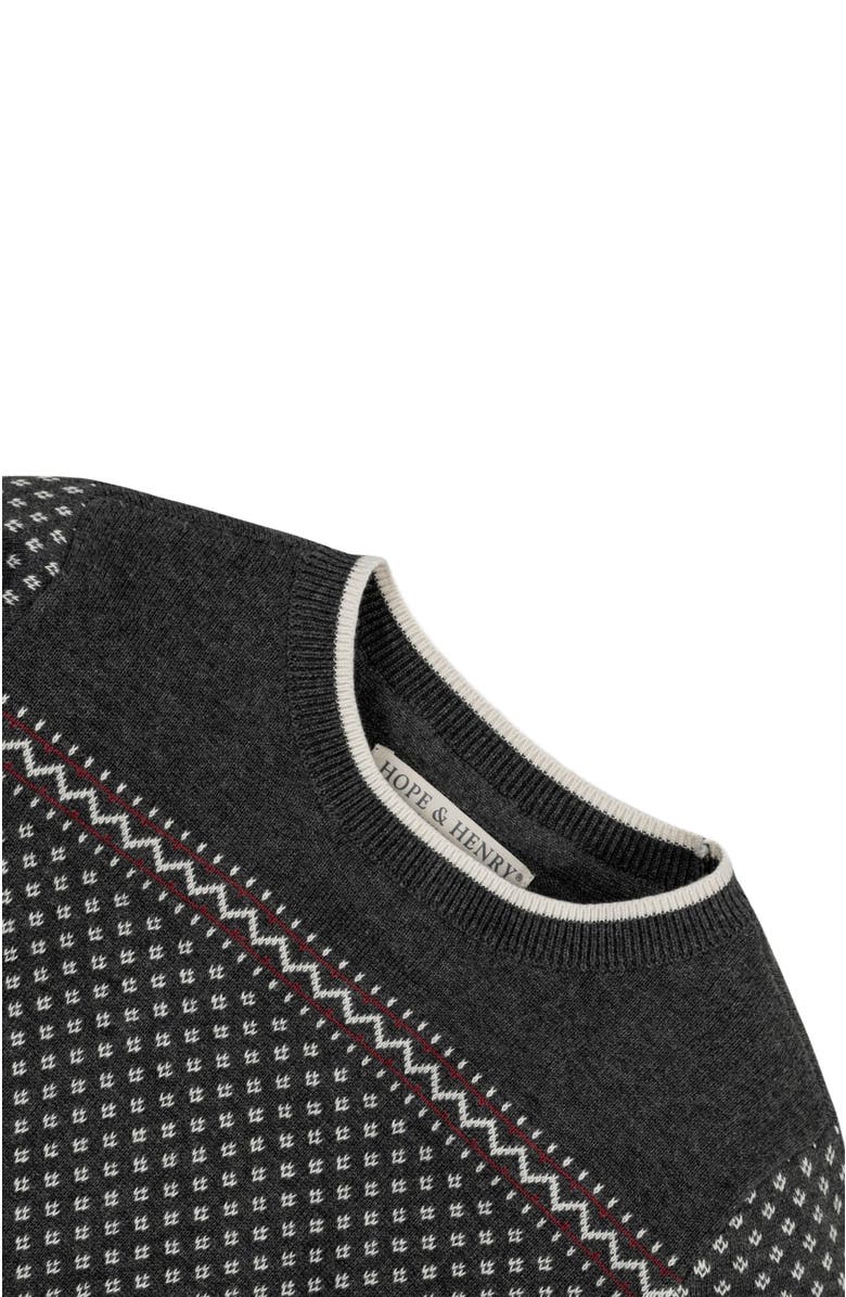 Hope & Henry Baby Boys' Organic Intarsia Crew Neck Sweater, Infant, Alternate, color, Charcoal Heather Birdseye