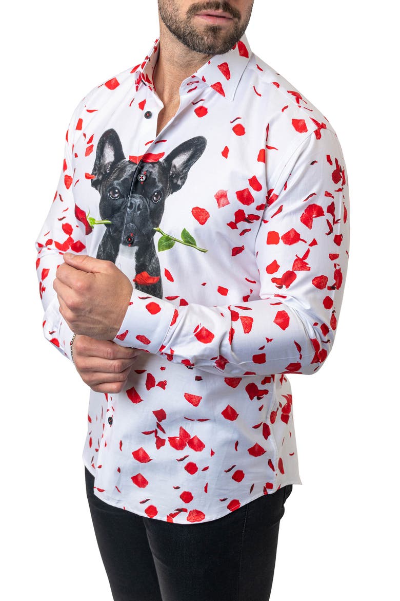 Fibonacci Guiltylove Cotton Button-Up Shirt, Alternate, color, WHITE
