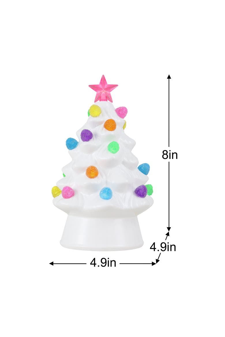8 in. Nostalgic Ceramic Tree with Gumdrop Bulbs - White, Alternate, color, Multicolored