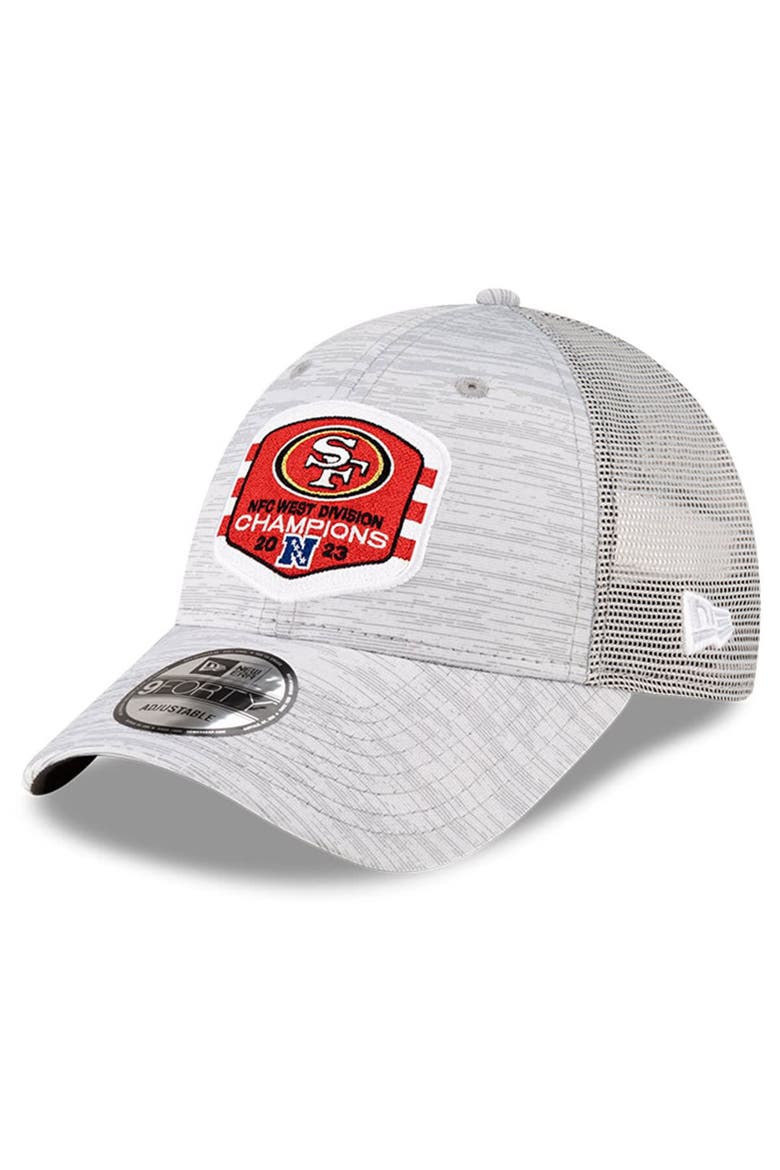 Men's New Era  Heather Gray San Francisco 49ers 2023 NFC West Division Champions Locker Room 9FORTY Trucker Adjustable Hat, Main, color, Heather Gray