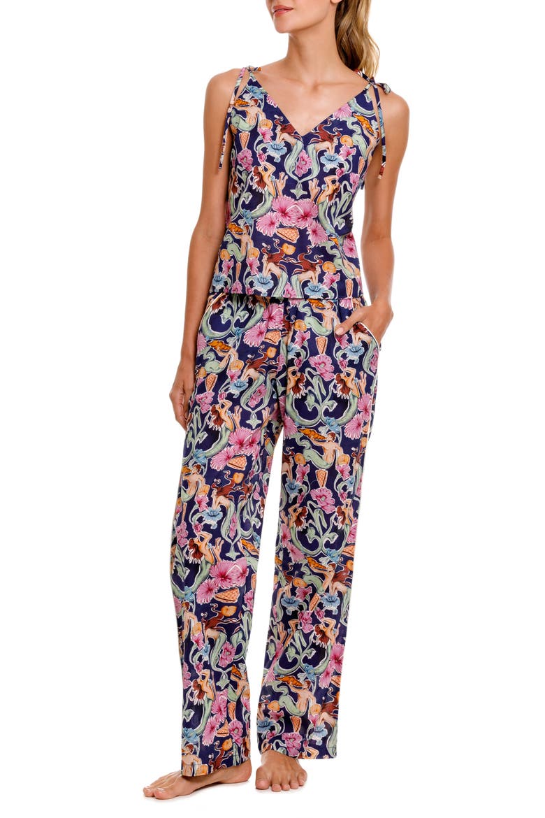 Amelie Mixed Print Cotton Pajamas, Main, color, BLUE