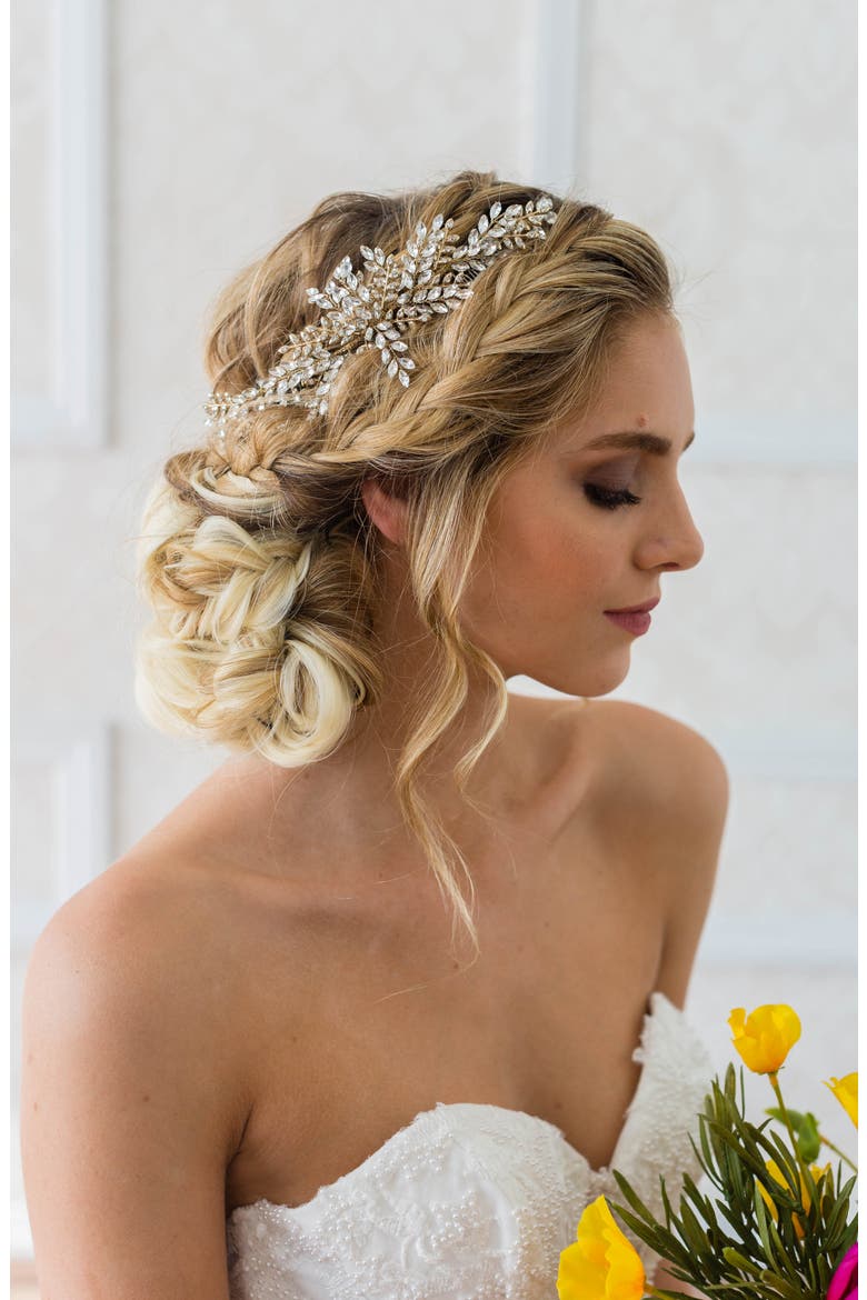 Serena Crystal Hair Comb, Alternate, color, GOLD