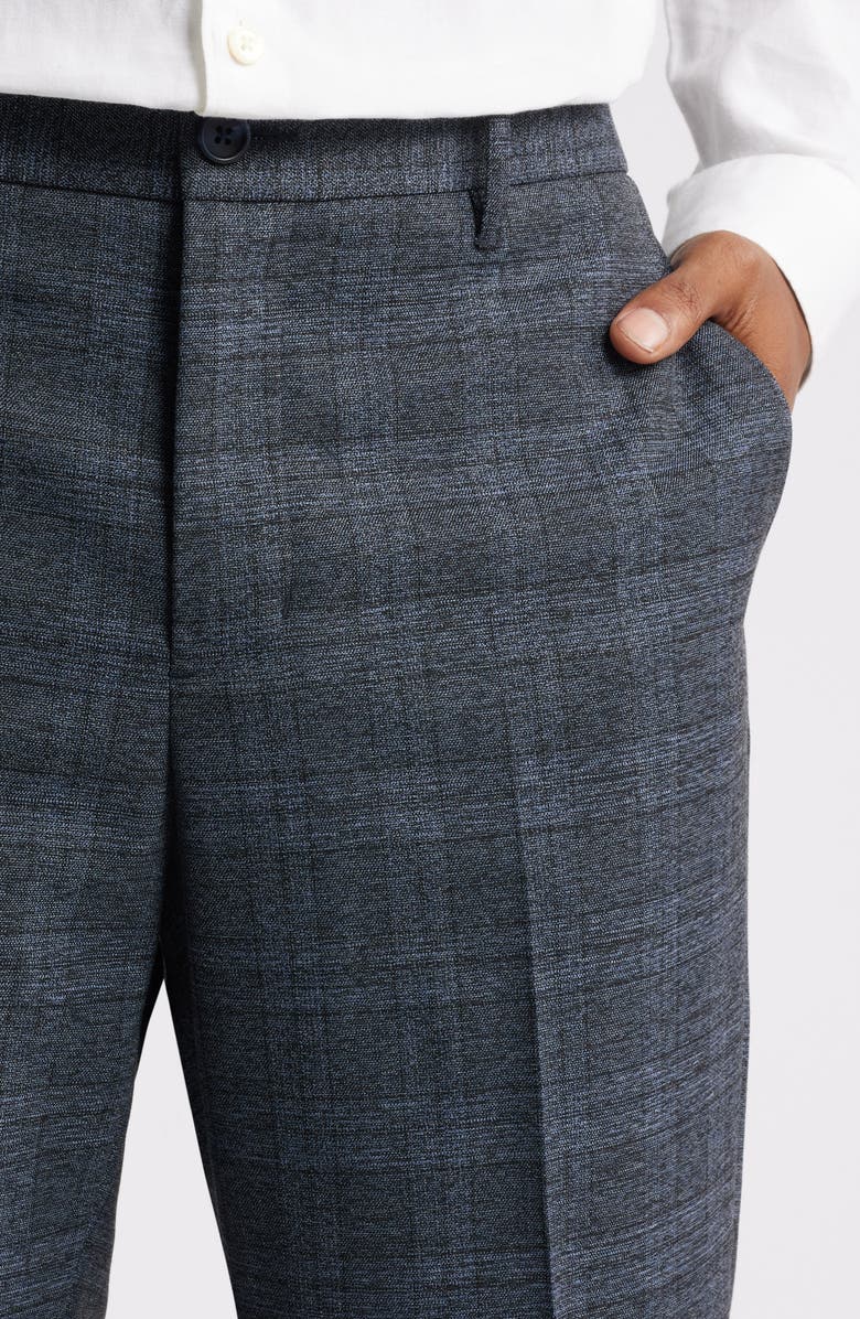 Open Edit Slim Fit Pattern Pants, Alternate, color, Navy Grid