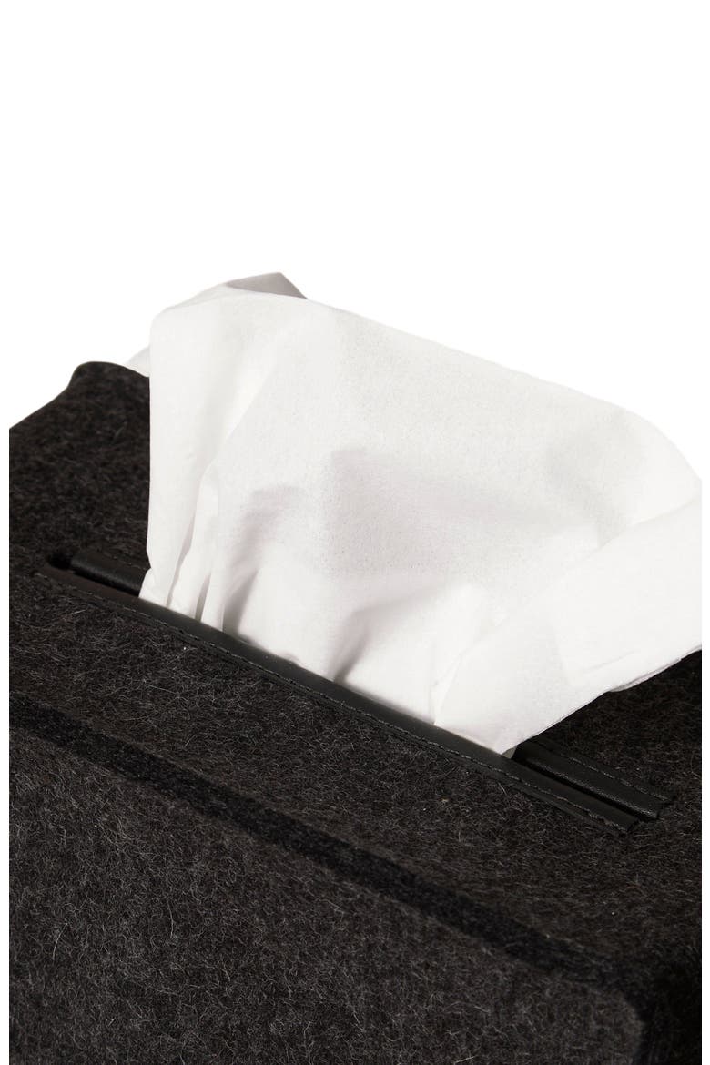 Merino Wool Large Tissue Box Cover, Alternate, color, Charcoal Black