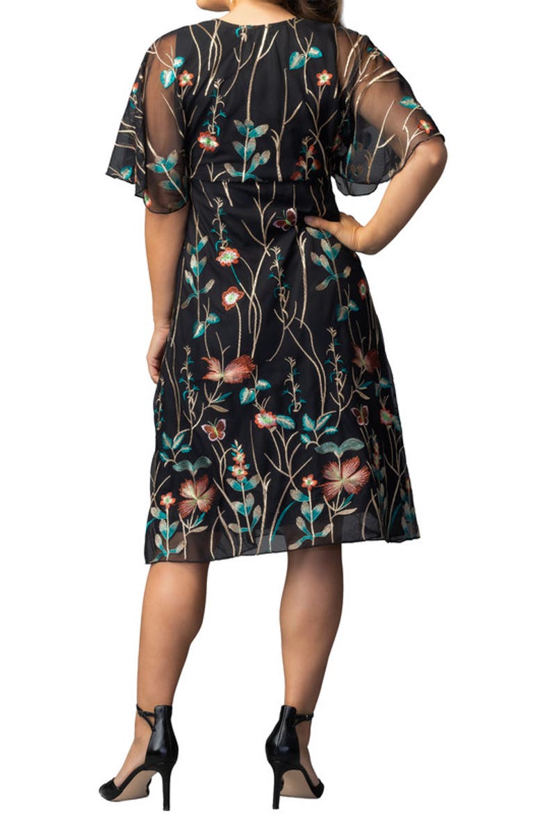 Sonnet Embroidered Cocktail Dress, Alternate, color, Onyx