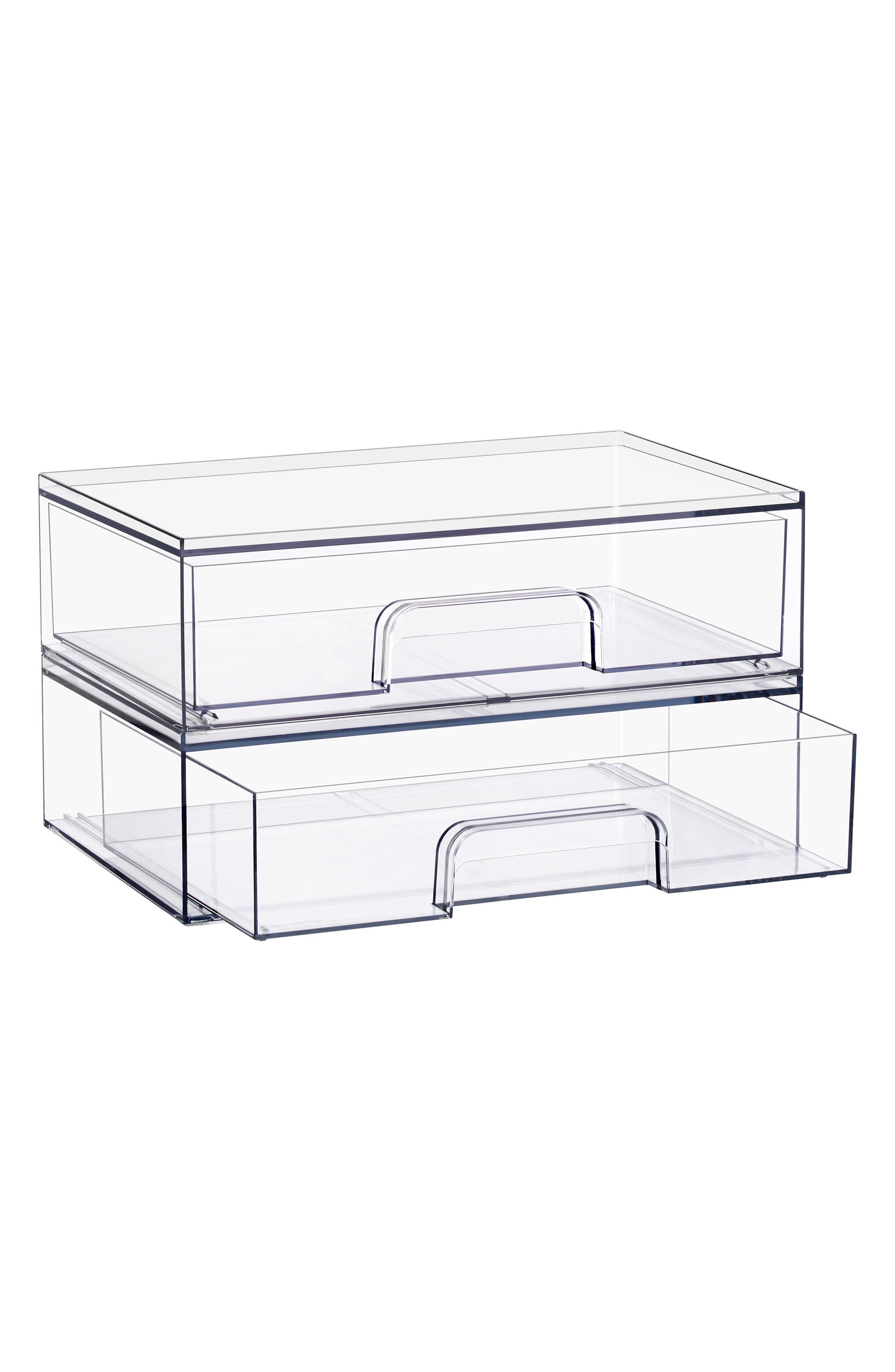 Set of 2 Stackable Wide Drawer Organizers