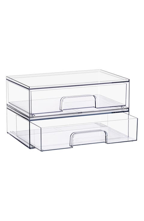 Set of 2 Stackable Wide Drawer Organizers