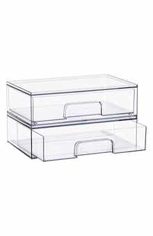 Set of 2 Stackable Wide Drawer Organizers