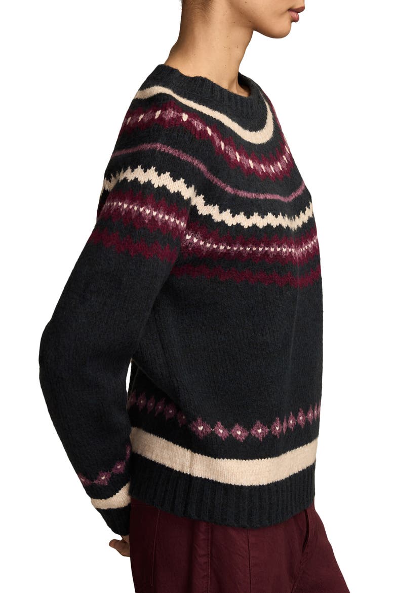 Fair Isle Crewneck Sweater, Alternate, color, BLACK IRIS