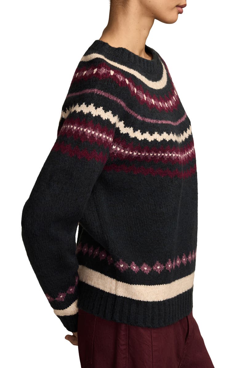 Lucky Brand Fair Isle Crewneck Sweater, Alternate, color, Black Iris