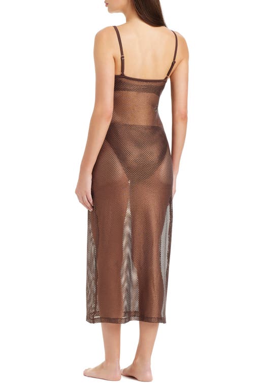 Sanctuary Metallic Net Sheer Maxi Cover-up Dress In Brown