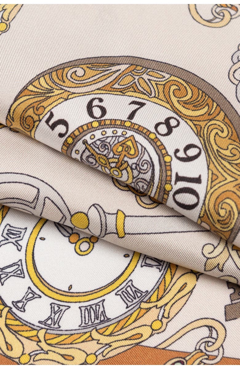 Elizabetta Like Clockwork - Silk Pocket Square for Men, Alternate, color, Beige