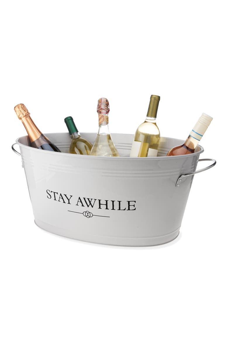 Stay Awhile Metal Beverage Tub, Main, color, Grey