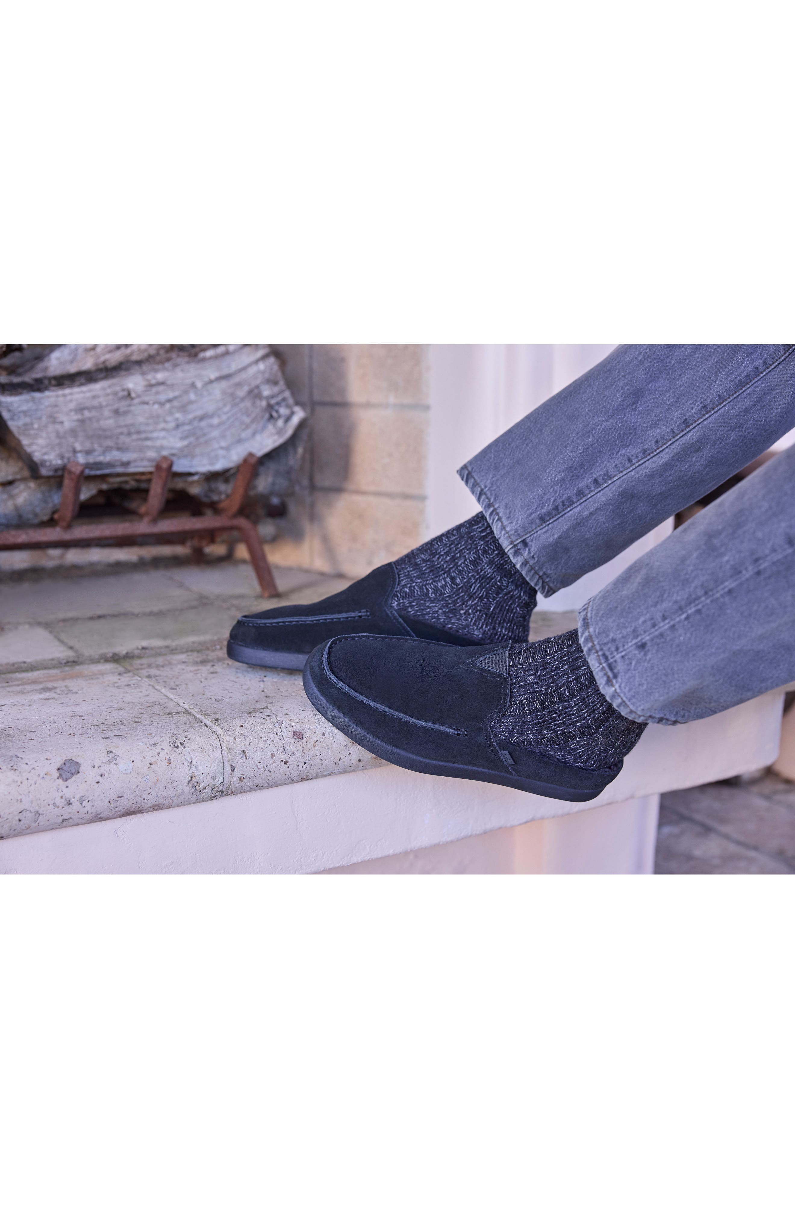 TOMS Alonso Fleece Lined Mule, Alternate, color, Black