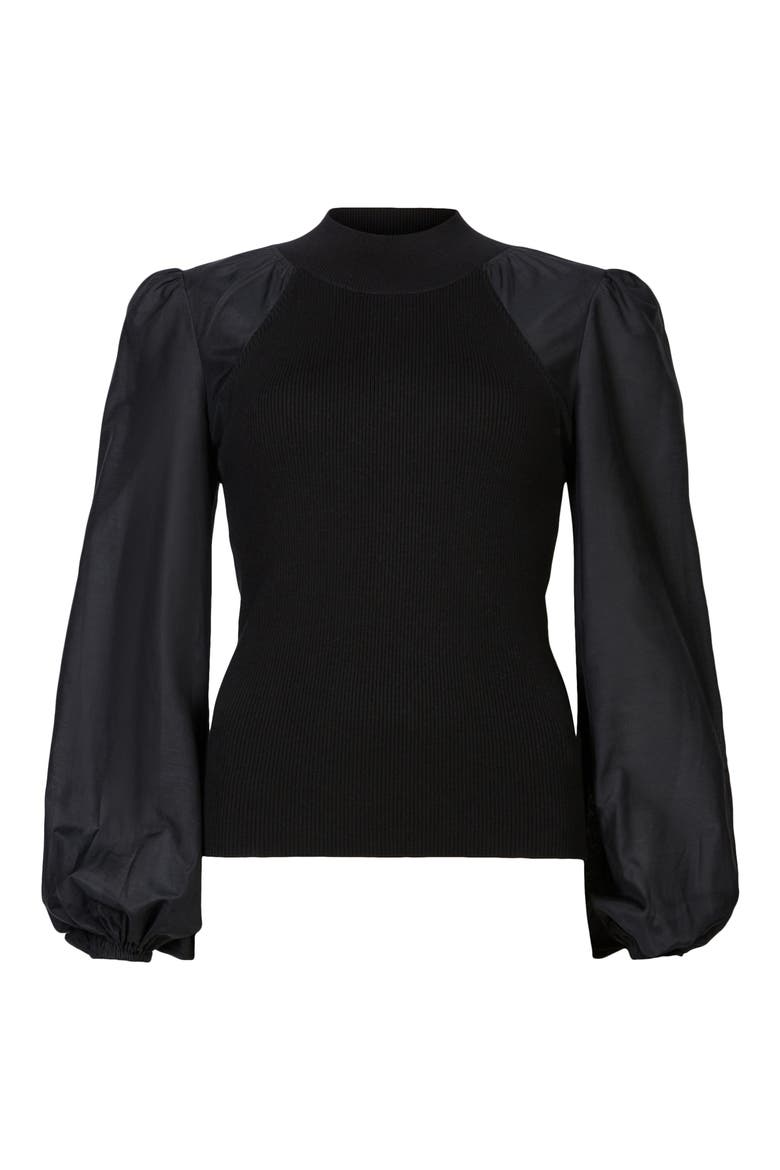 Cleo Balloon Sleeve Top, Alternate, color, BLACK