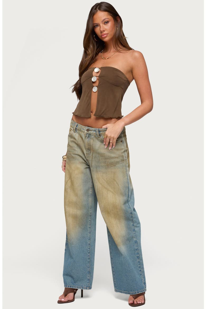 Lee Cutout Strapless Top, Alternate, color, BROWN