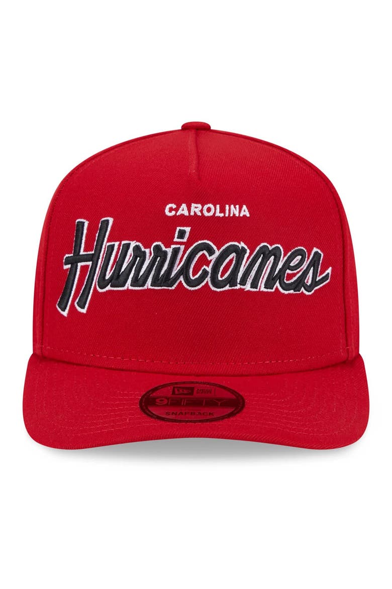 Men's New Era Red Carolina Hurricanes Script 9FIFTY A-Frame Snapback Hat, Alternate, color, Red