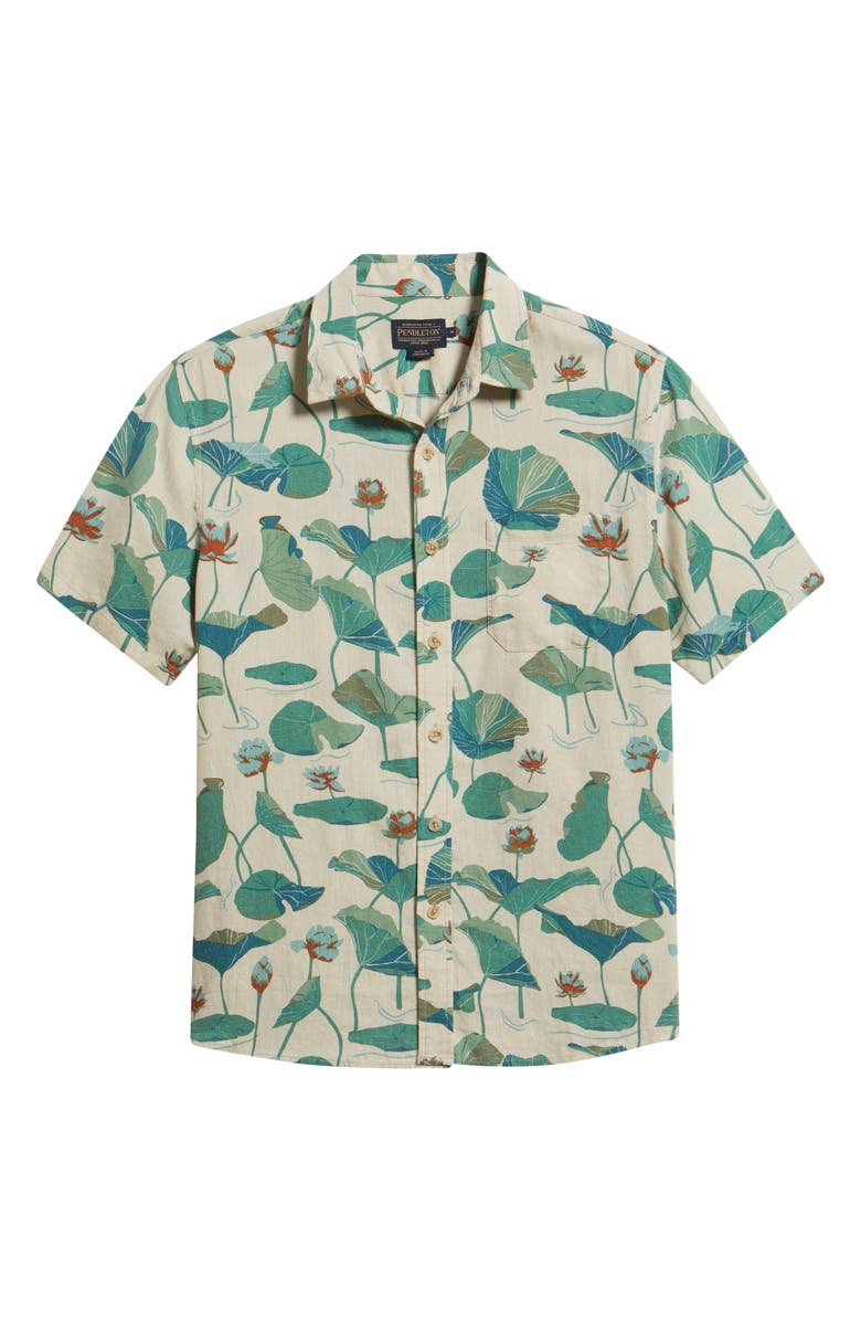 Pendleton Dawson Short Sleeve Linen Blend Button-Up Shirt, Main, color, 