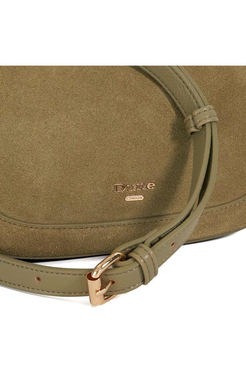 Dune London Direction Suede Shoulder Bag In Khaki