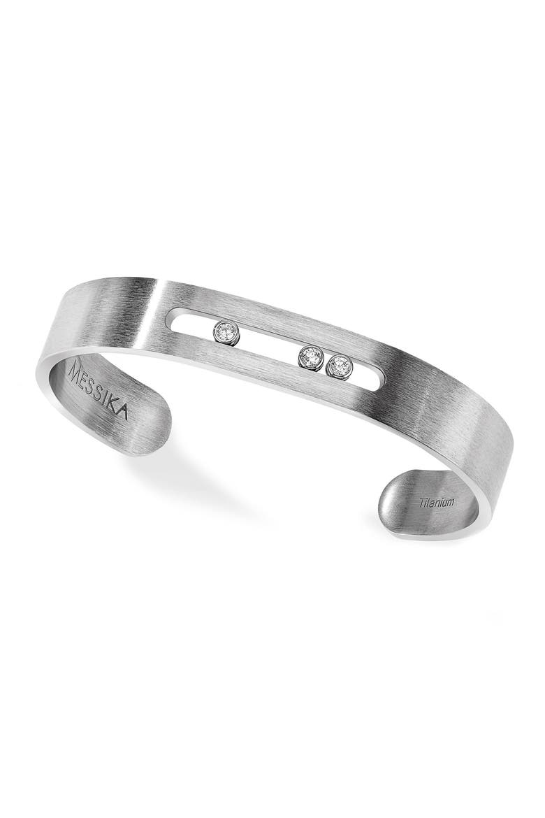 Titanium Move Diamond Cuff, Main, color, NATURAL TITANIUM