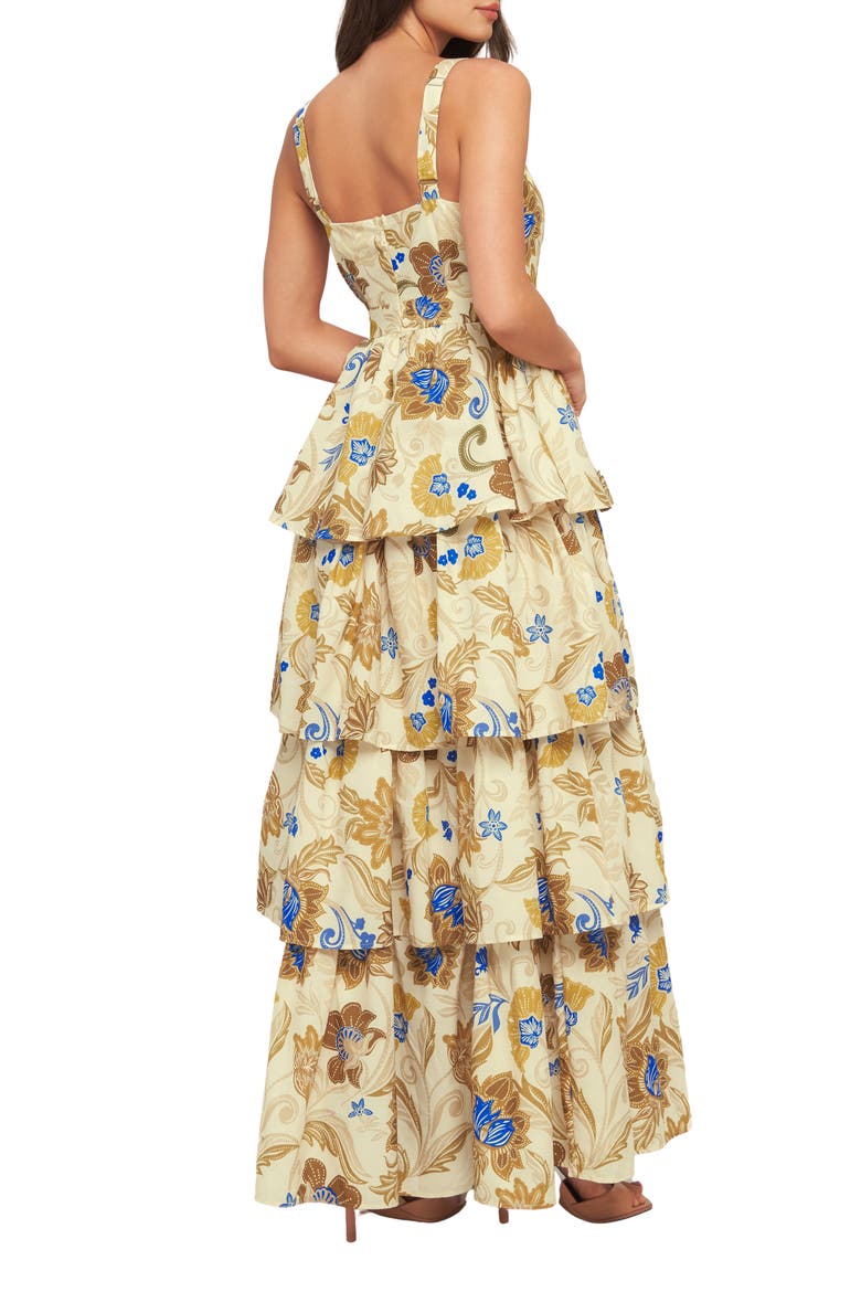 Tiered Ruffle Print Maxi Dress, Alternate, color, IVORY