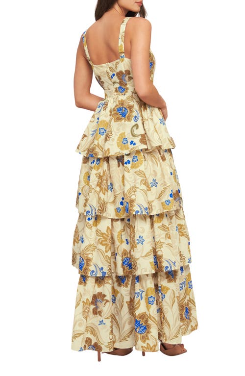 Flying Tomato Tiered Ruffle Print Maxi Dress In Multi